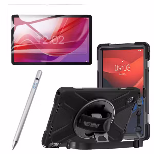 Kit Lenovo Tab M11 gris con estuche, vidrio templado y lápiz óptico
