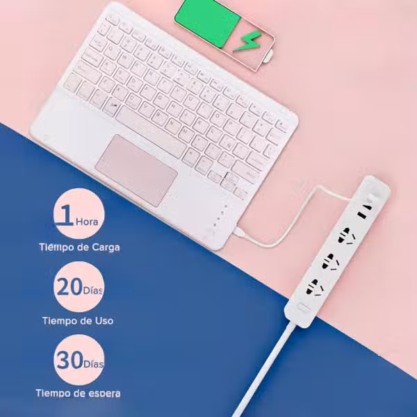 Kit Estuche de Goma Antishock Negro para Lenovo Tab Plus TB-351FU + Teclado 2 en 1 Bluetooth Español, vista 6