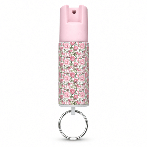 Gas pimienta SABRE RED floral rosado de 15 g con llavero