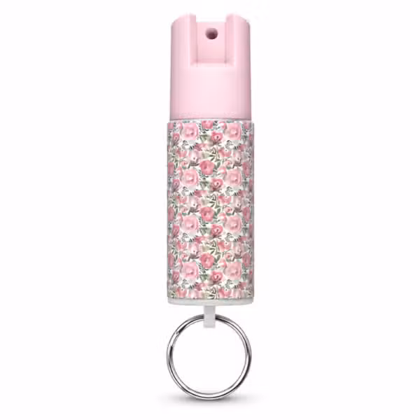 Gas pimienta SABRE RED floral rosado de 15 g con llavero