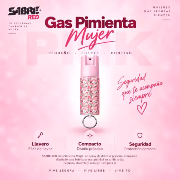 Gas pimienta SABRE RED rosado diseño floral