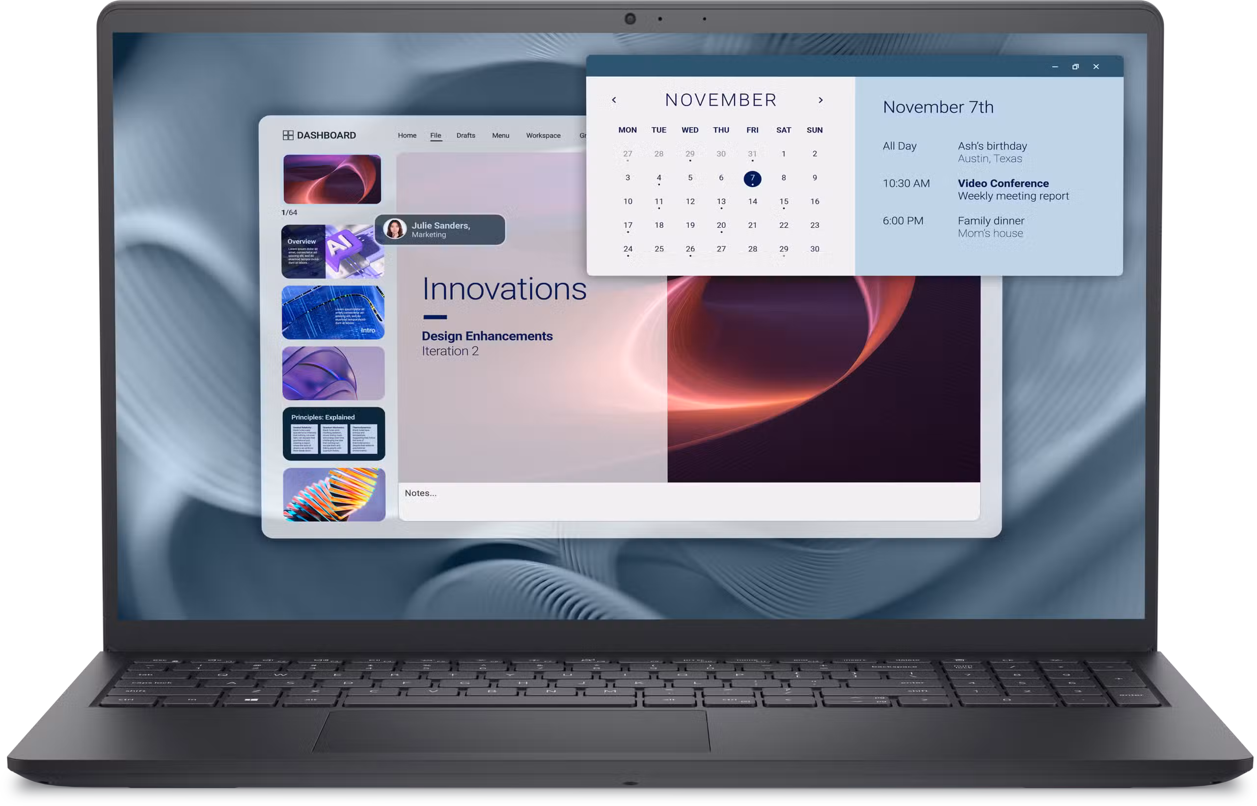 Dell Pro 15 Essential PV15250 PP70R vista frontal