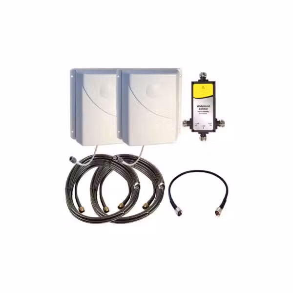 Kit Wilson de expansión de doble antena 309907-50N con dos paneles interiores, divisor y cableado, sobre fondo blanco.