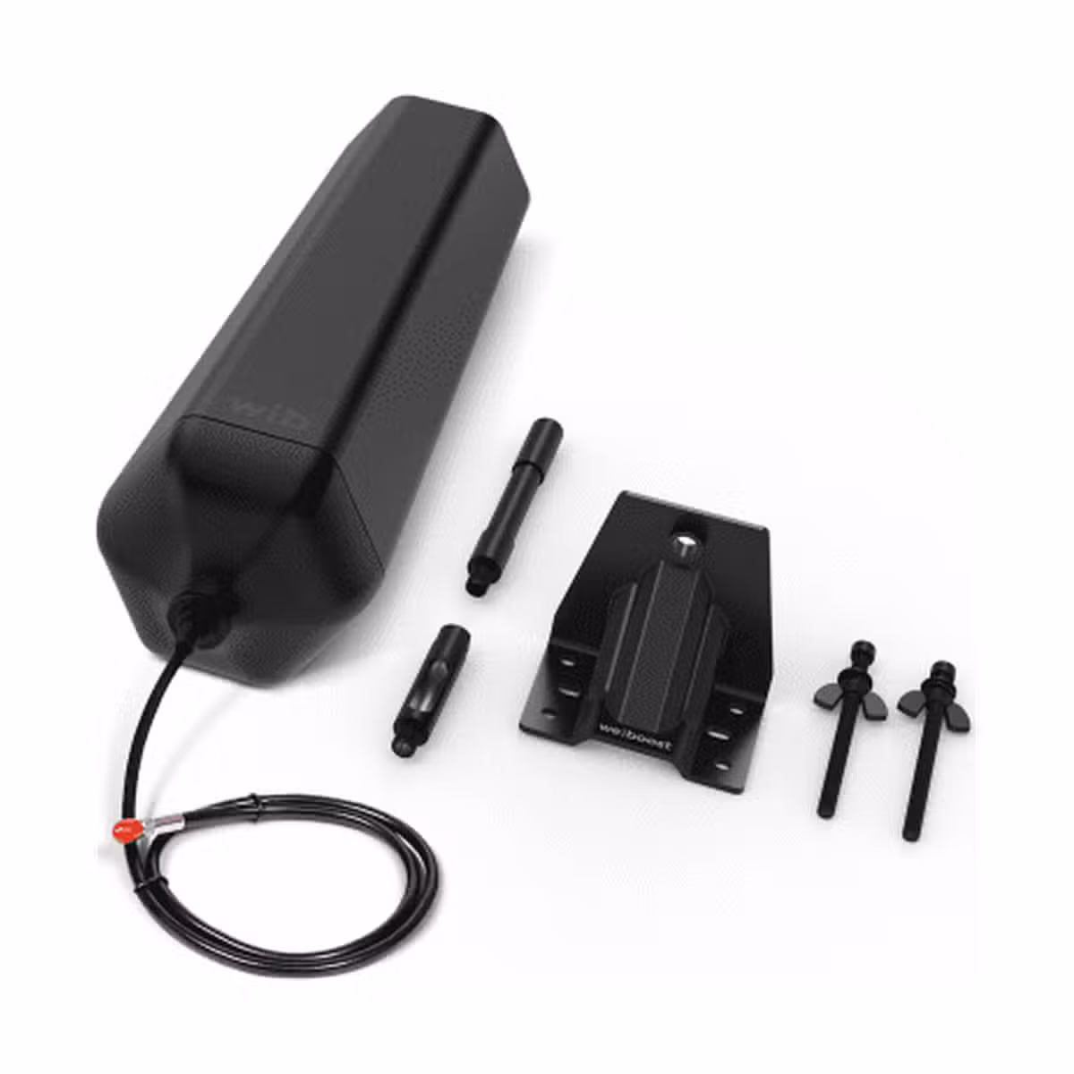 Kit de antena exterior weBoost Hex 360 310006 sobre fondo blanco: antena omnidireccional, soporte, adaptadores, cable y herrajes; la antena es el componente principal.