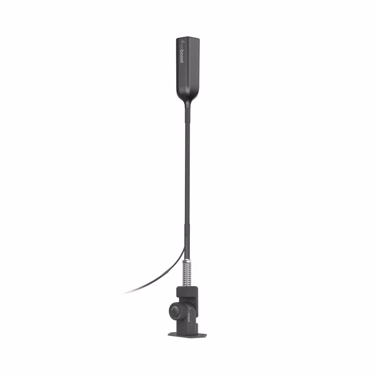 Conjunto de antena exterior weBoost Overland 311249 con soporte articulado y cable sobre fondo blanco