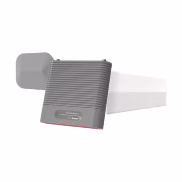 Componentes del kit weBoost Home MultiRoom 530144 sobre fondo blanco