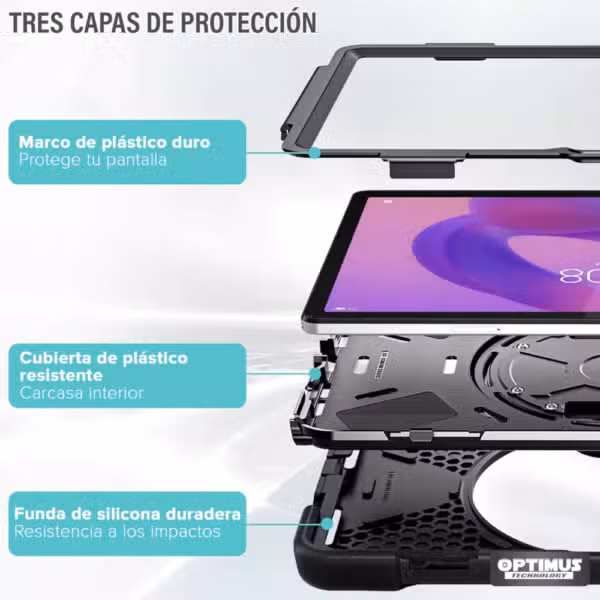 Estuche Anti-Shock para Lenovo Tab K11: detalle de su estructura protectora de tres capas.