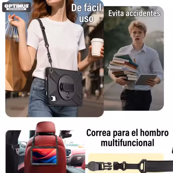 Estuche con correa desmontable para transportar la Lenovo Idea Tab 11 con agarre seguro.