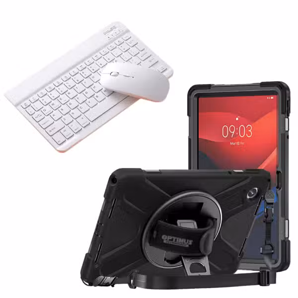 Kit Lenovo Tab M11 con estuche negro y teclado con mouse blancos