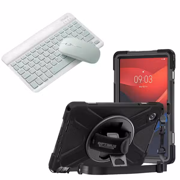 Kit Lenovo Tab M11 con estuche negro y teclado con mouse color verde menta