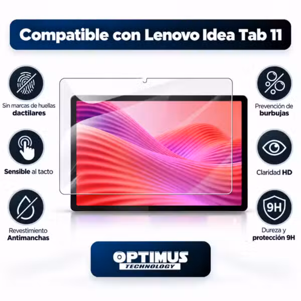 Características del vidrio templado de alta transparencia para Lenovo Idea Tab 11.