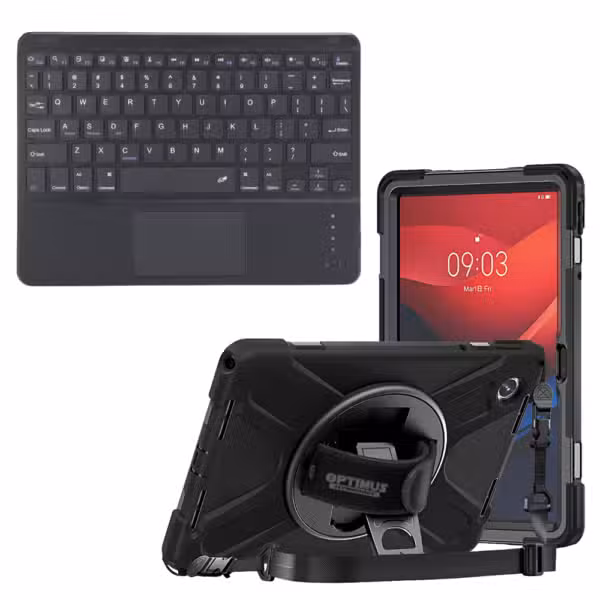 Kit para Lenovo Tab M11 con estuche de correa 360 grados y teclado Bluetooth negro con touchpad integrado.
