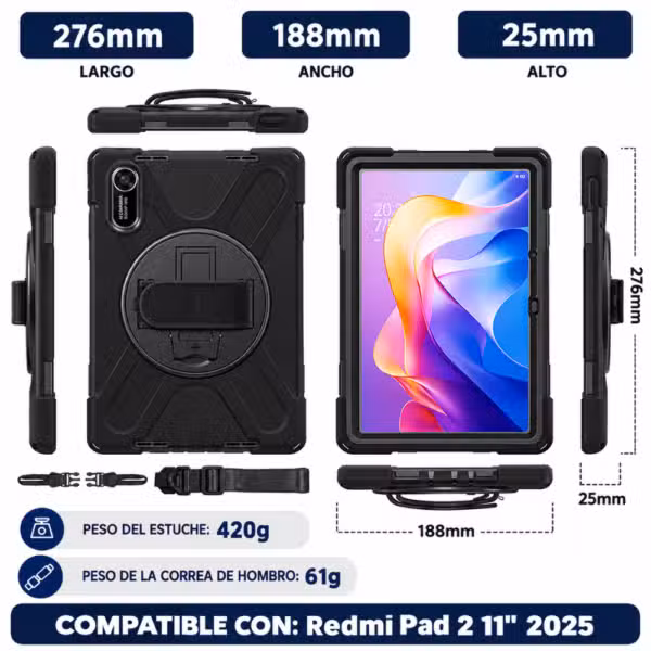Estuche protector Anti-Shock de 3 capas para Xiaomi Redmi Pad 2 de 11 pulgadas, imagen 5
