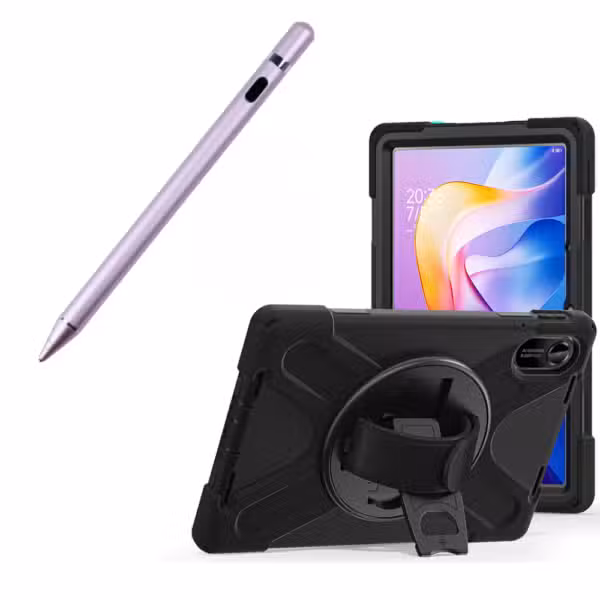 Kit estuche Anti-Shock 3 capas 360° para Xiaomi Redmi Pad 2 y lápiz óptico, variante color Rose Gold, vista completa sobre fondo blanco.