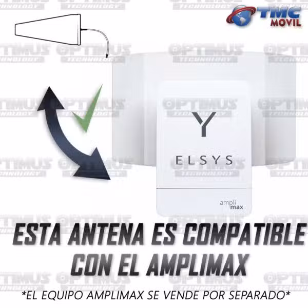 Antena amplificadora de señal Cuatribanda TMC Plus 4G LTE 65 dB con cable RG-6 de 10 m.
